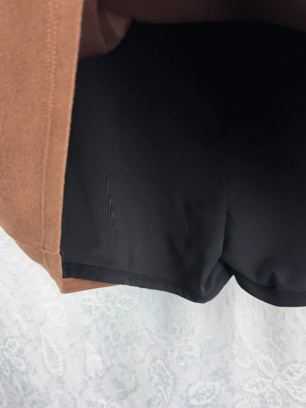 Brown Faux Suede Skort Mini Skirt Built In Shorts Women’s 26” Waist 12.5” Length